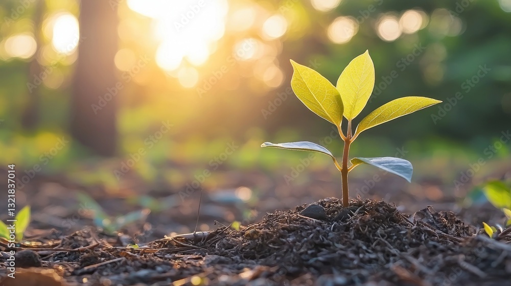 Sunrise seedling growth forest soil Sunrise seedling growth forest soil