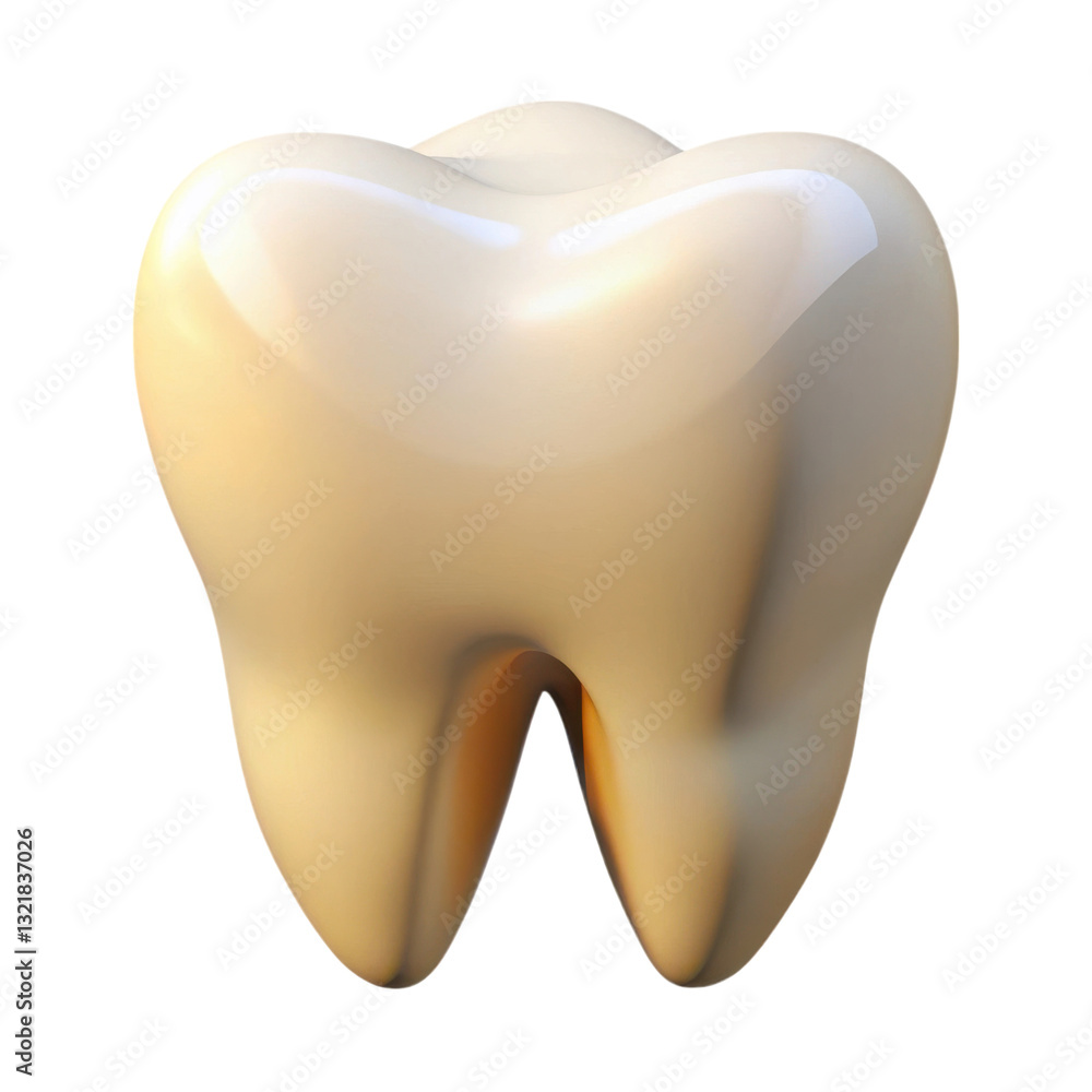 A realistic depiction of a tooth, showcasing its smooth surface and distinct shape, illustration of 3d rendering. A realistic depiction of a tooth, showcasing its smooth surface and distinct shape, illustration of 3d rendering.