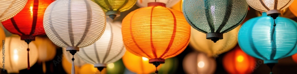Fototapeta premium Immersive Cultural Illumination Vibrant Paper Lantern Festival Aesthetic - Global Heritage Storytelling for Event Design and Experiential Marketing