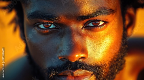 Golden Hour Portrait: A Man's Intense Gaze