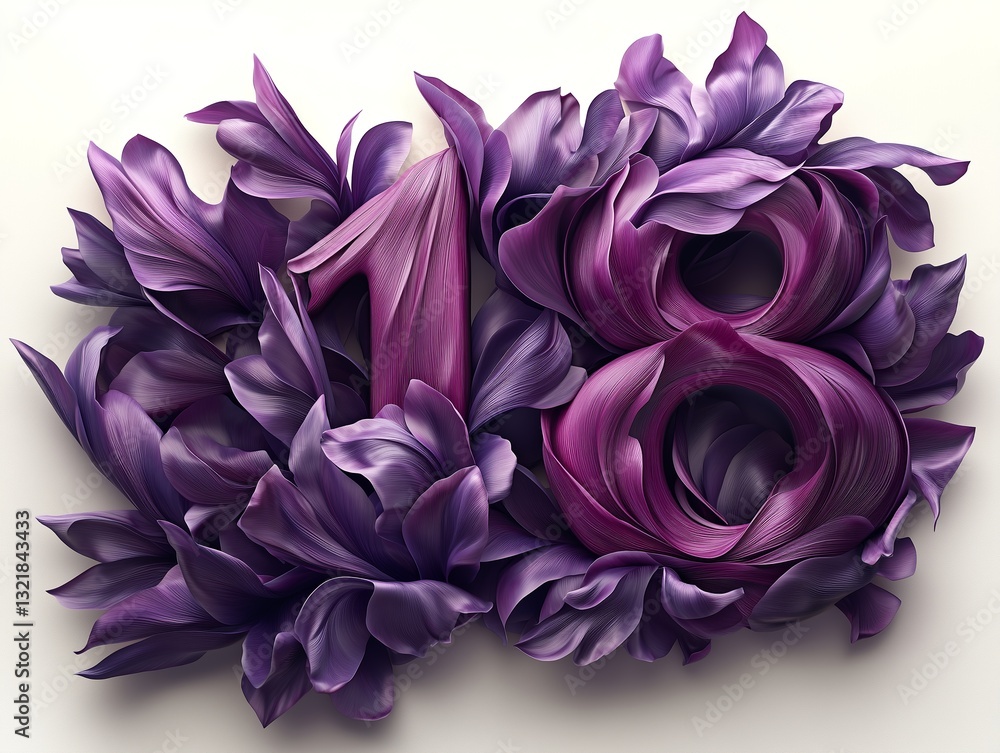 Beautiful spring tulips shaped number 18. Happy birthday, concept. Beautiful spring tulips shaped number 18. Happy birthday, concept.
