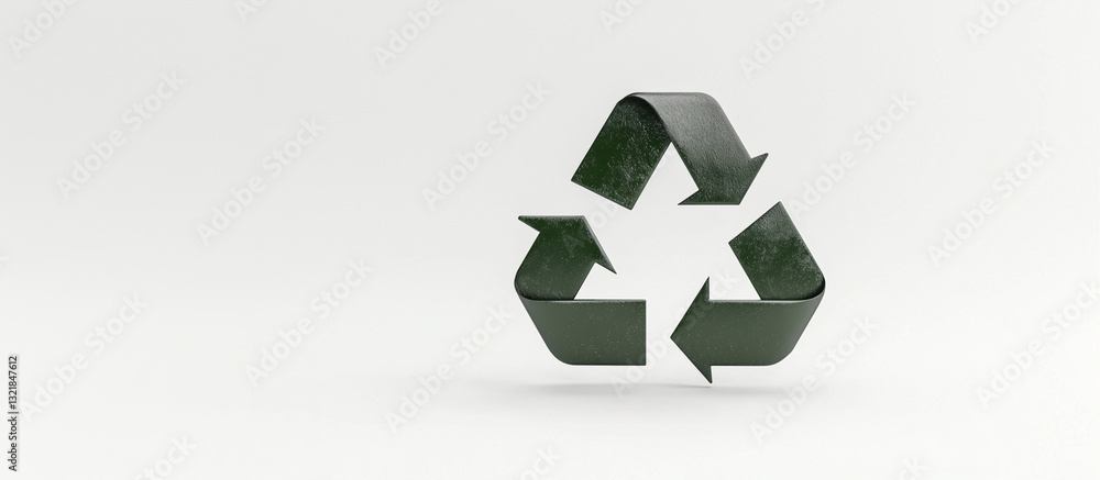 Obraz premium Eco-Conscious Loop: A minimalist depiction of the recycling symbol against a neutral backdrop, symbolizing environmental protection and sustainable living.