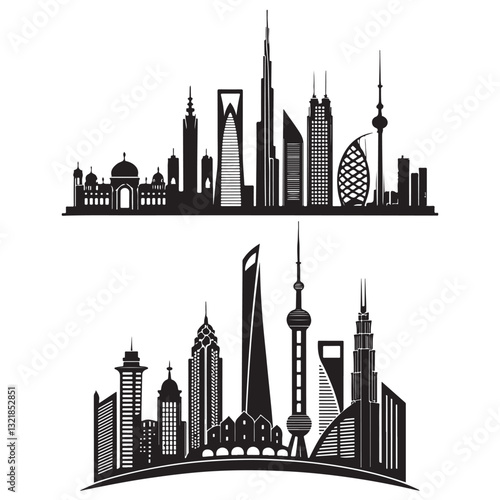 City silhouette land scape. City landscape.