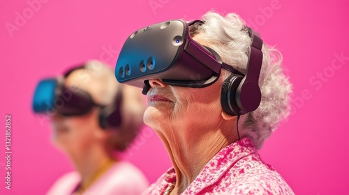 Vibrant Silver Tech Immersive VR Experience for Active Seniors Bridging Digital Generations with Playful Wellness Innovation and Cutting-Edge Connectivity photo
