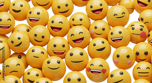 Yellow Smiley Faces Background Many Different Expressions and Emotions