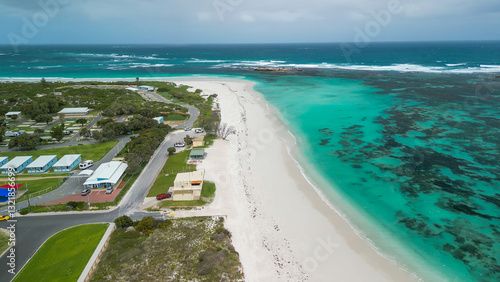 Stunning bird's-eye view of Lancelin town and its beautiful coastline in Western Australia