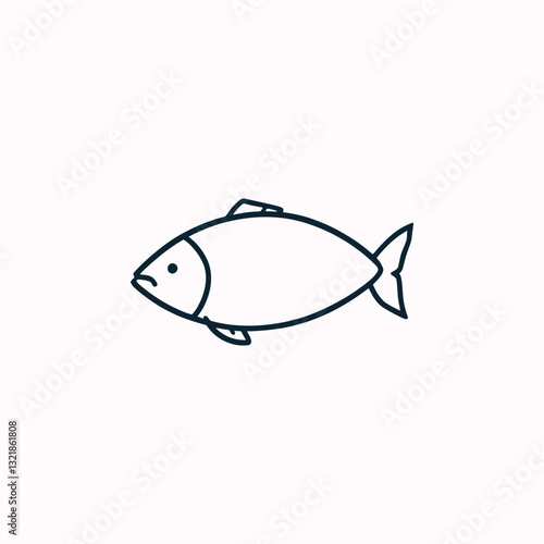 fish icon vector ,Minimalist Fish Line Art: Black and White Vector Illustration of Aquatic Elegance
