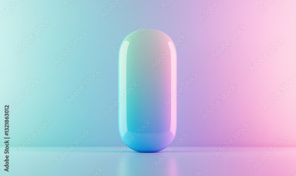 Gradient pill shape on pastel background. Gradient pill shape on pastel background.