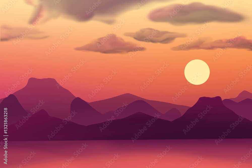 Fototapeta premium Lo fi sunset on the beach. Aesthetic