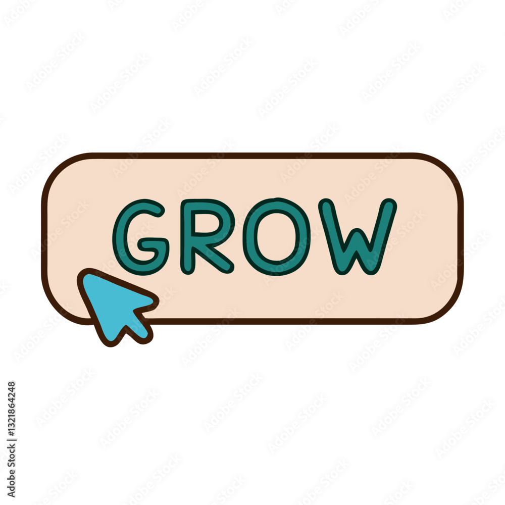 Grow button icon with cursor, digital interaction concept Grow button icon with cursor, digital interaction concept