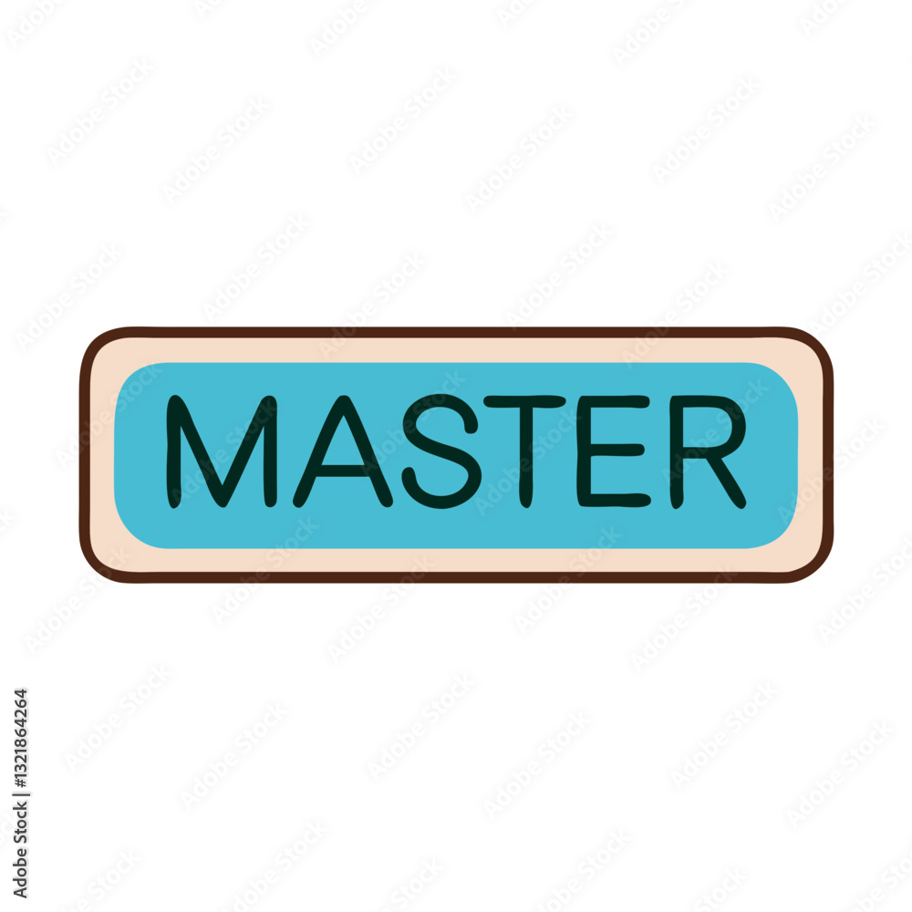 Master button icon with blue background, branding concept Master button icon with blue background, branding concept