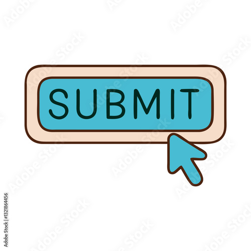 Submit button icon with cursor, online interaction concept