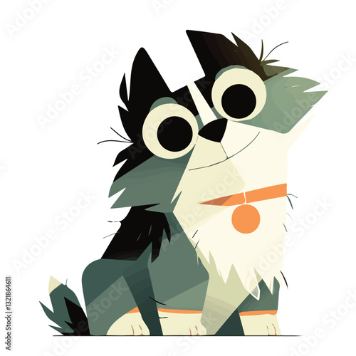 Cartoon illustration of a dog in different poses in vector format