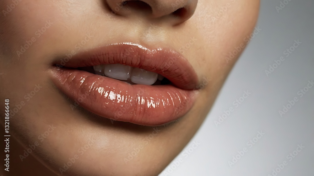 Fototapeta premium close up of a woman lips with red lipstick
