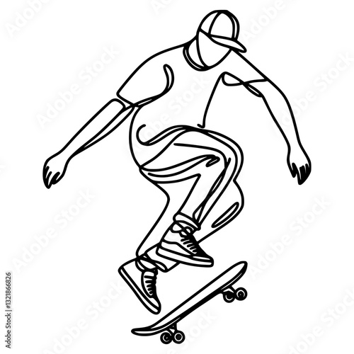 simple skateboarding line art