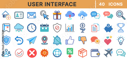 "User Interface Icons Bundle - Web Design, UI Elements, Navigation, Communication, Data Analysis, Calendar, Security, Notifications, UX Icons"
