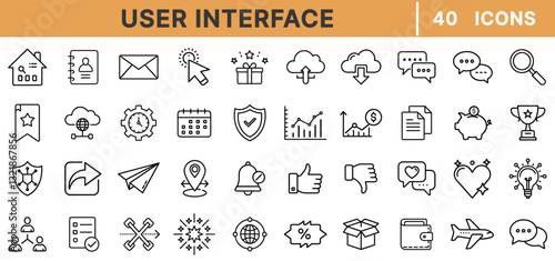 "User Interface Icons Bundle - Web Design, UI Elements, Navigation, Communication, Data Analysis, Calendar, Security, Notifications, UX Icons"