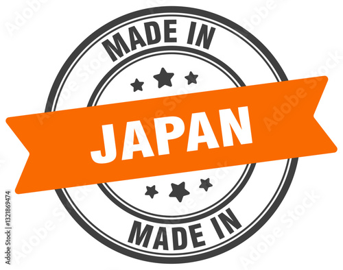 Made in Japan round sign. Made in Japan stamp.