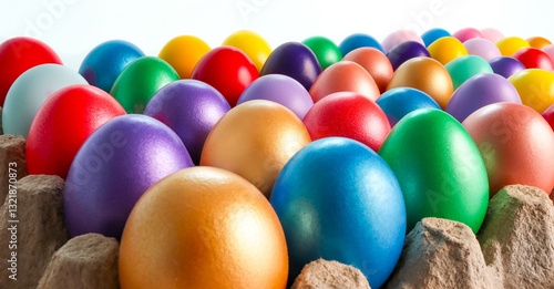 colorful eggs in egg cartons, Easter