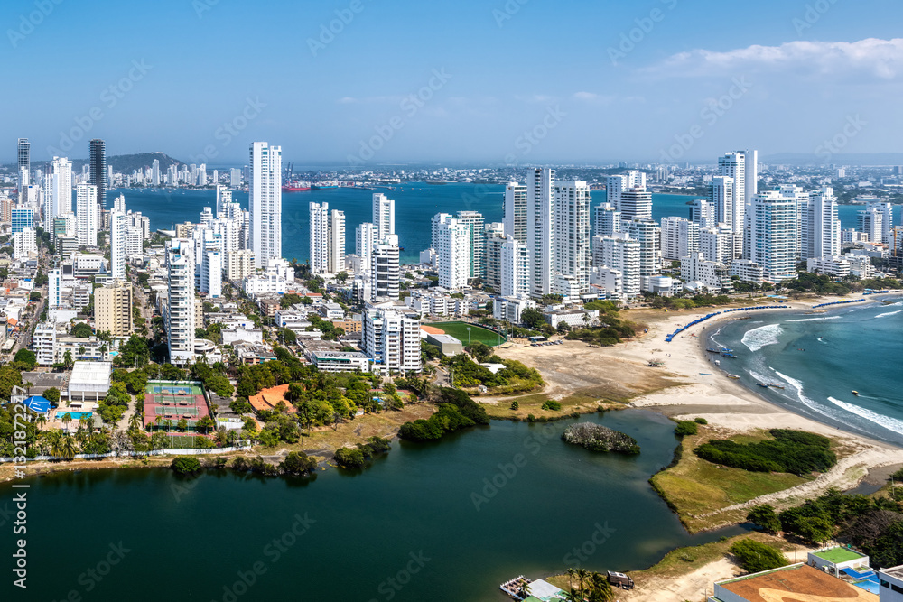 Cartagena city cityscape, Caribbean sea, Colombia