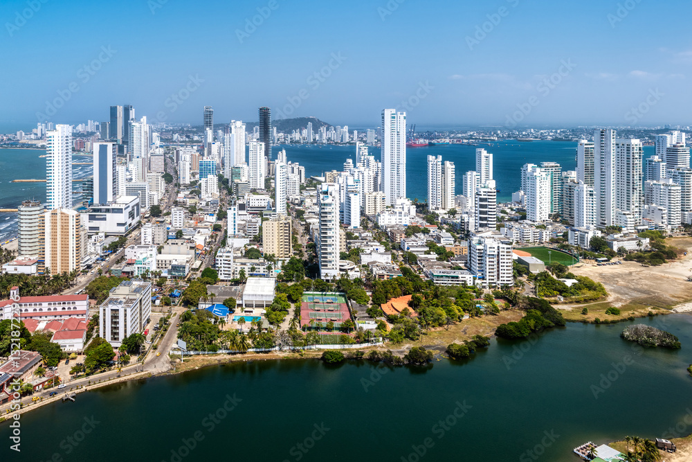 Cartagena city cityscape, Caribbean sea, Colombia