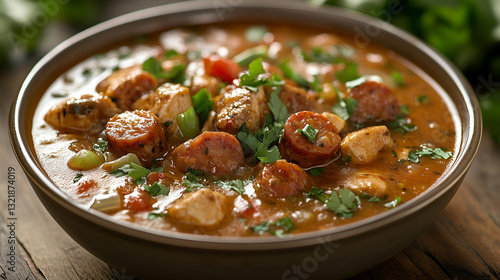 Obraz na płótnie Hearty Chicken and Sausage Gumbo w salonie