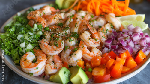 Obraz na płótnie Shrimp Salad Bowl w salonie