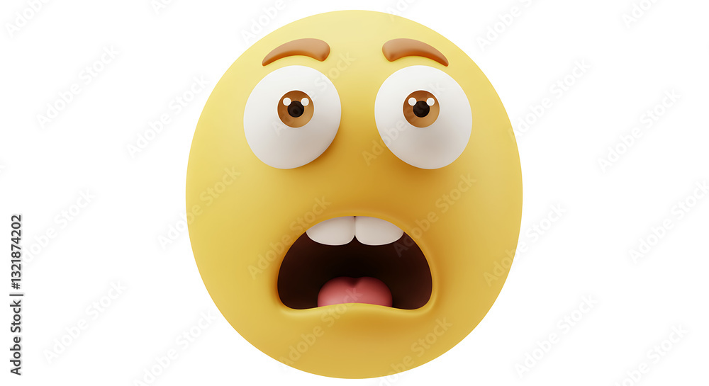 Fototapeta premium Shocked Smiley Face Expression with Open Mouth and Wide Eyes