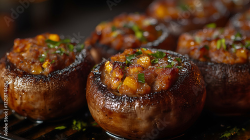 Obraz na płótnie Stuffed Mushrooms with Savory Filling w salonie