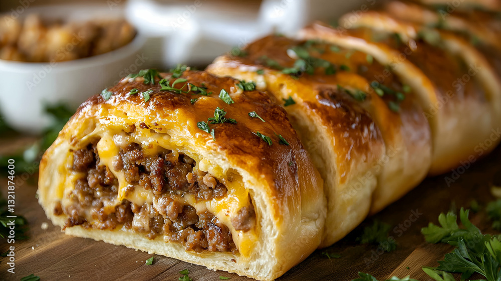 Cheesy Beef Stuffed Bread
