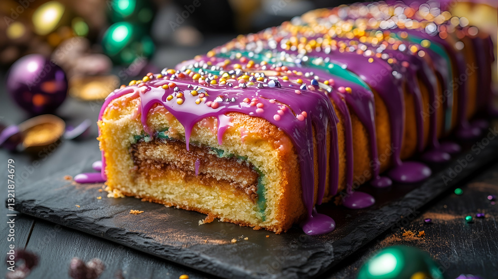 Festive Mardi Gras Cake