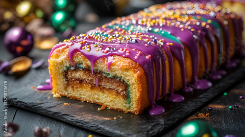 Obraz na płótnie Festive Mardi Gras Cake w salonie