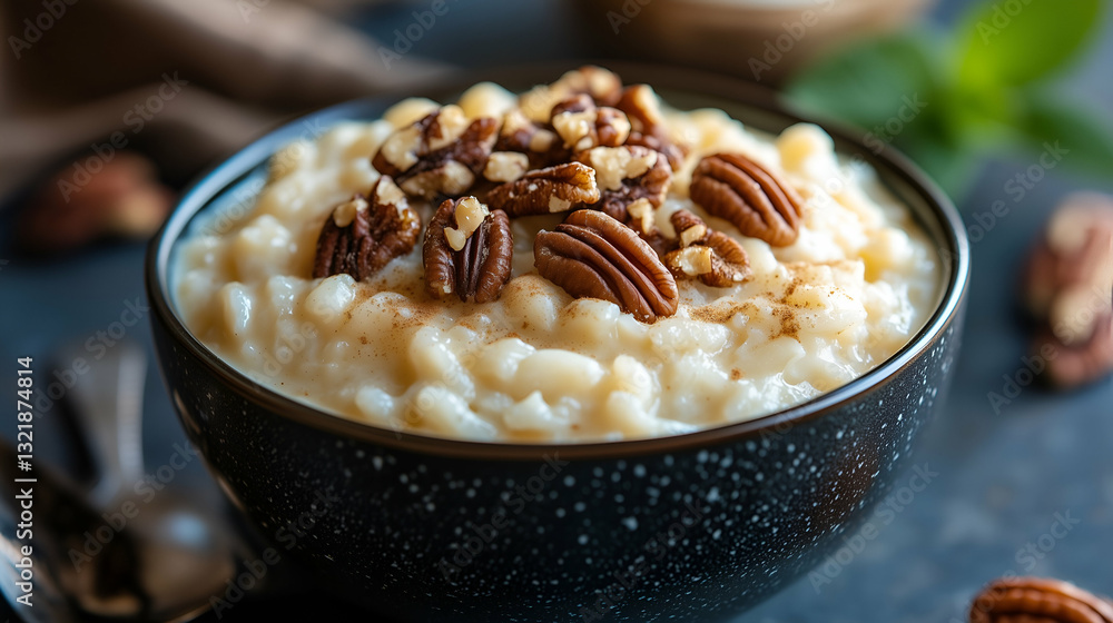 Rice pudding with pecans