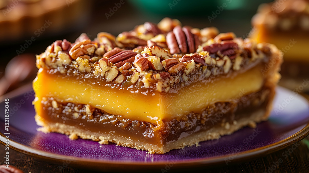 Pecan caramel pie bar