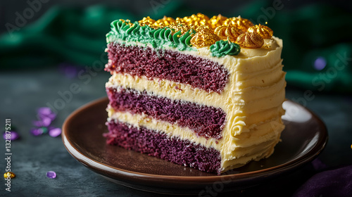 Obraz na płótnie Layered purple cake with creamy frosting w salonie