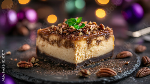 Pecan cheesecake with chocolate crust