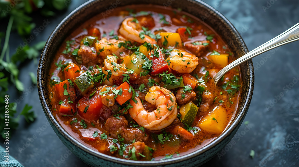 Spicy shrimp and sausage stew