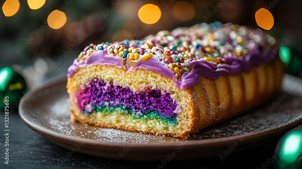 Festive rainbow cake with sprinkles