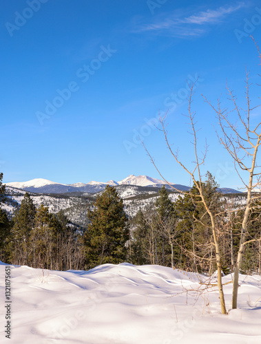 Snowy Mountain View from Switzerland trail in Nederland, Colorado