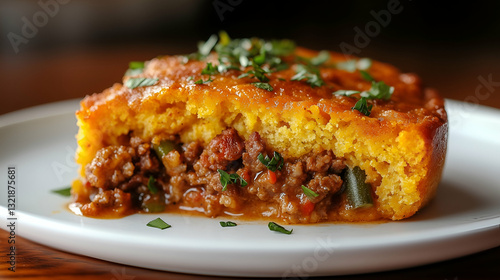 Savory cornbread casserole with ground beef