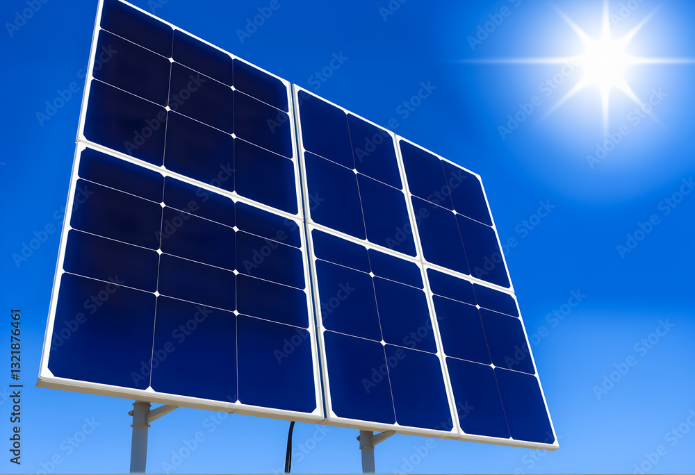 Solar photovoltaic panels on nature. Safe energy generation