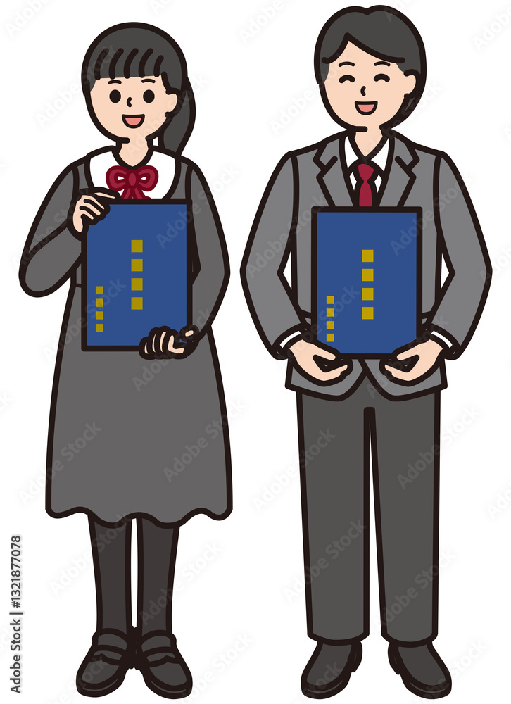 小学生の卒業式　男の子と女の子セット