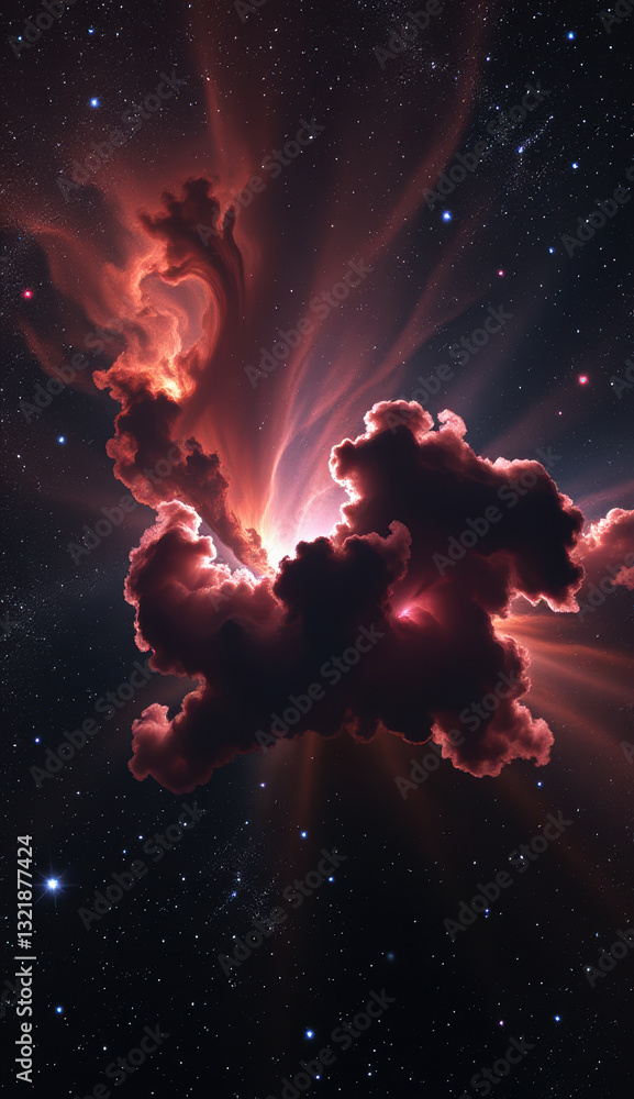 Obraz premium This stunning digital artwork presents a vibrant and surreal cosmic scene, blending elements of nebulae, planets, and star fields.