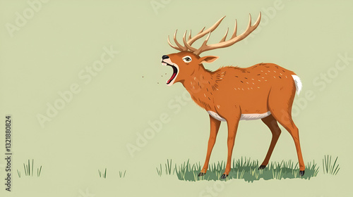 It uses its mouth to make a chortling sound during the rut. Illustration for a card, postcard, poster, brochure, or cover. photo