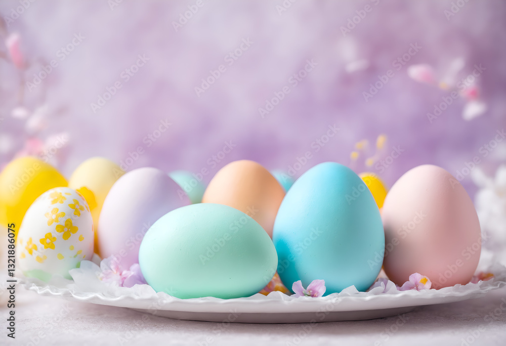 Colorful painted easter eggs