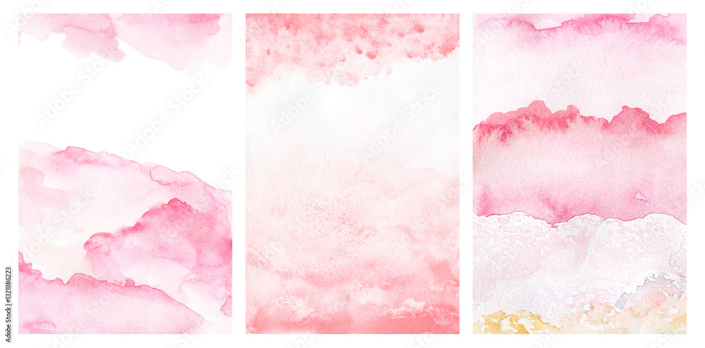 Obraz premium set Abstract pink watercolor background cards, flyer, poster, banner cover. collection backdrop Valentines day, wedding