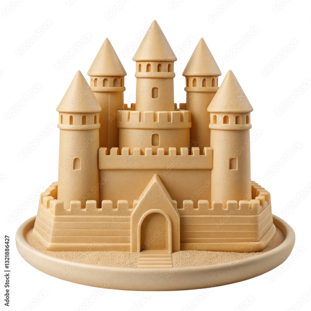 3D sandcastle icon, fun beach activity, isolated on transparency background 3D sandcastle icon, fun beach activity, isolated on transparency background