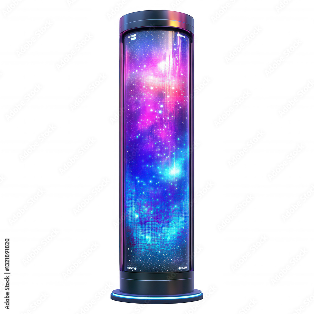 Futuristic light pole with holographic display glowing in vibrant colors, showcasing cosmic design. Ideal for modern urban environments and innovative cityscapes Futuristic light pole with holographic display glowing in vibrant colors, showcasing cosmic design. Ideal for modern urban environments and innovative cityscapes