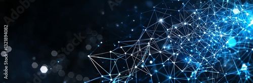 An abstract representation of a digital network, showcasing interconnected lines and nodes in vibrant blue tones, symbolizing technology and communication.