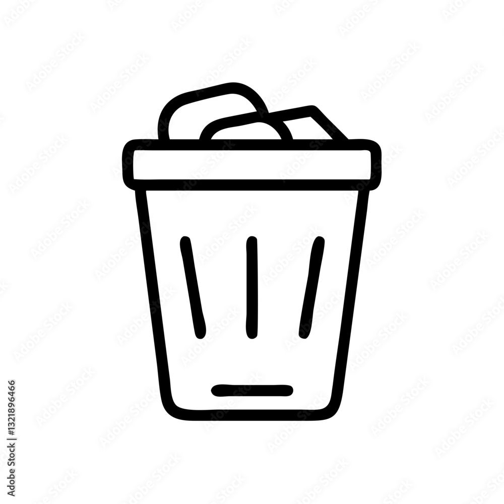Trash bin icon filled with garbage on a white background in a minimalist style with copy space
Trash bin icon filled with garbage on a white background in a minimalist style with copy space